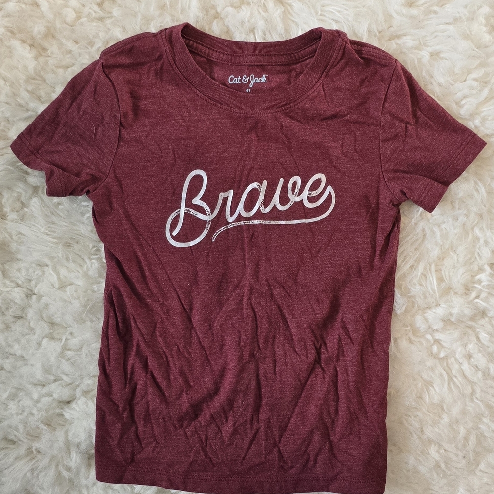 Cat & Jack Maroon 'Brave' T-Shirt